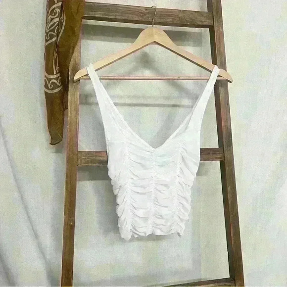 FREE PEOPLE INTIMATELY Light Pink Sheer Rouged Top Size L - Picture 4 of 10